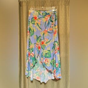 Floral Tiki Asymmetrical Skirt Coverup